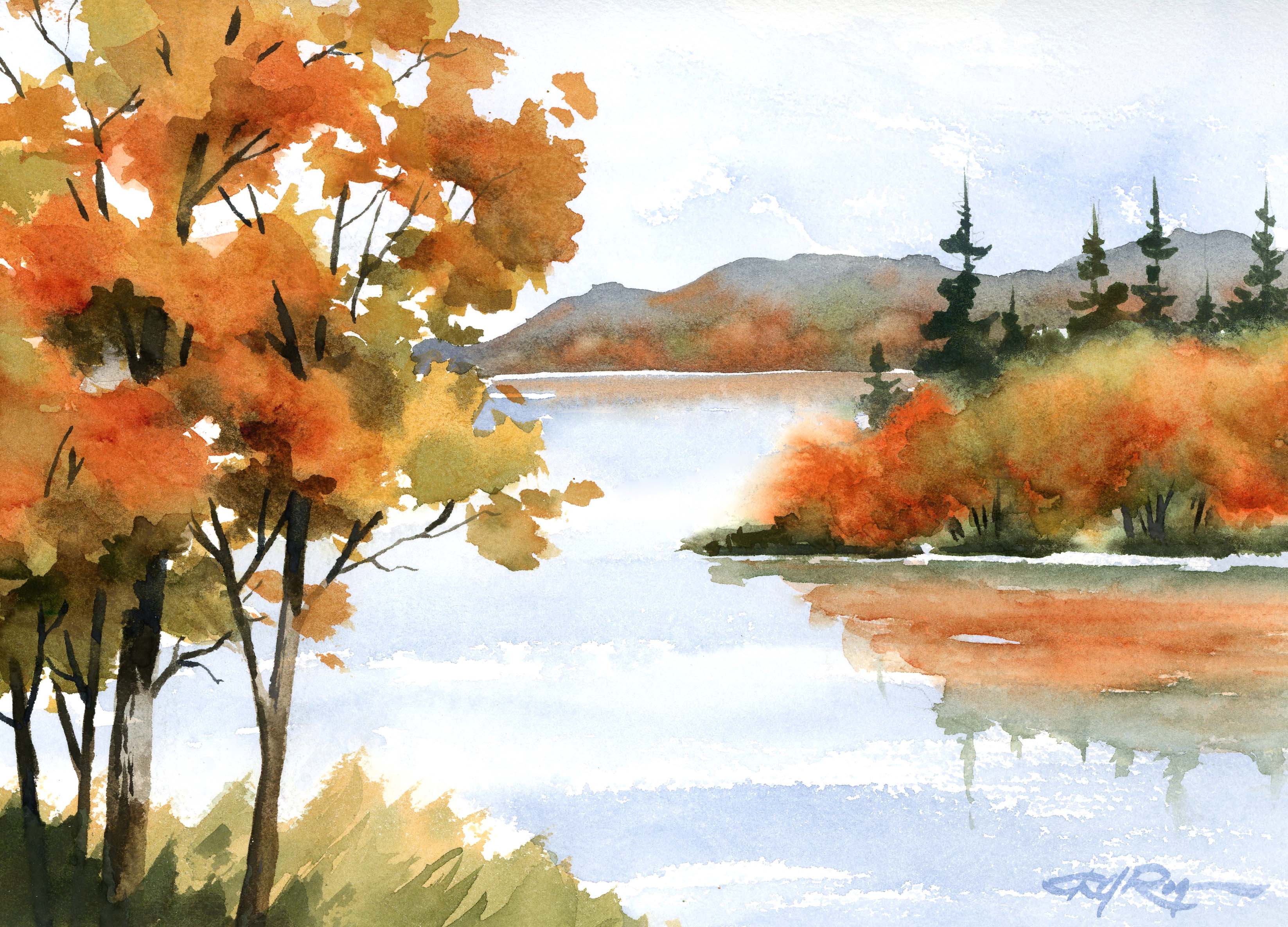 Buy Autumn Art Print Landscape Watercolor Painting Lake Wall Art Canvas Art  Print by APOORVA NETI. Code:PRT_7329_60519 - Prints for Sale online in  India.